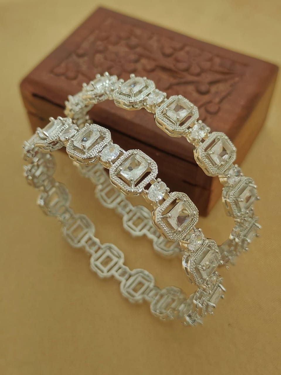 2 Pcs American Diamond Bangle Set