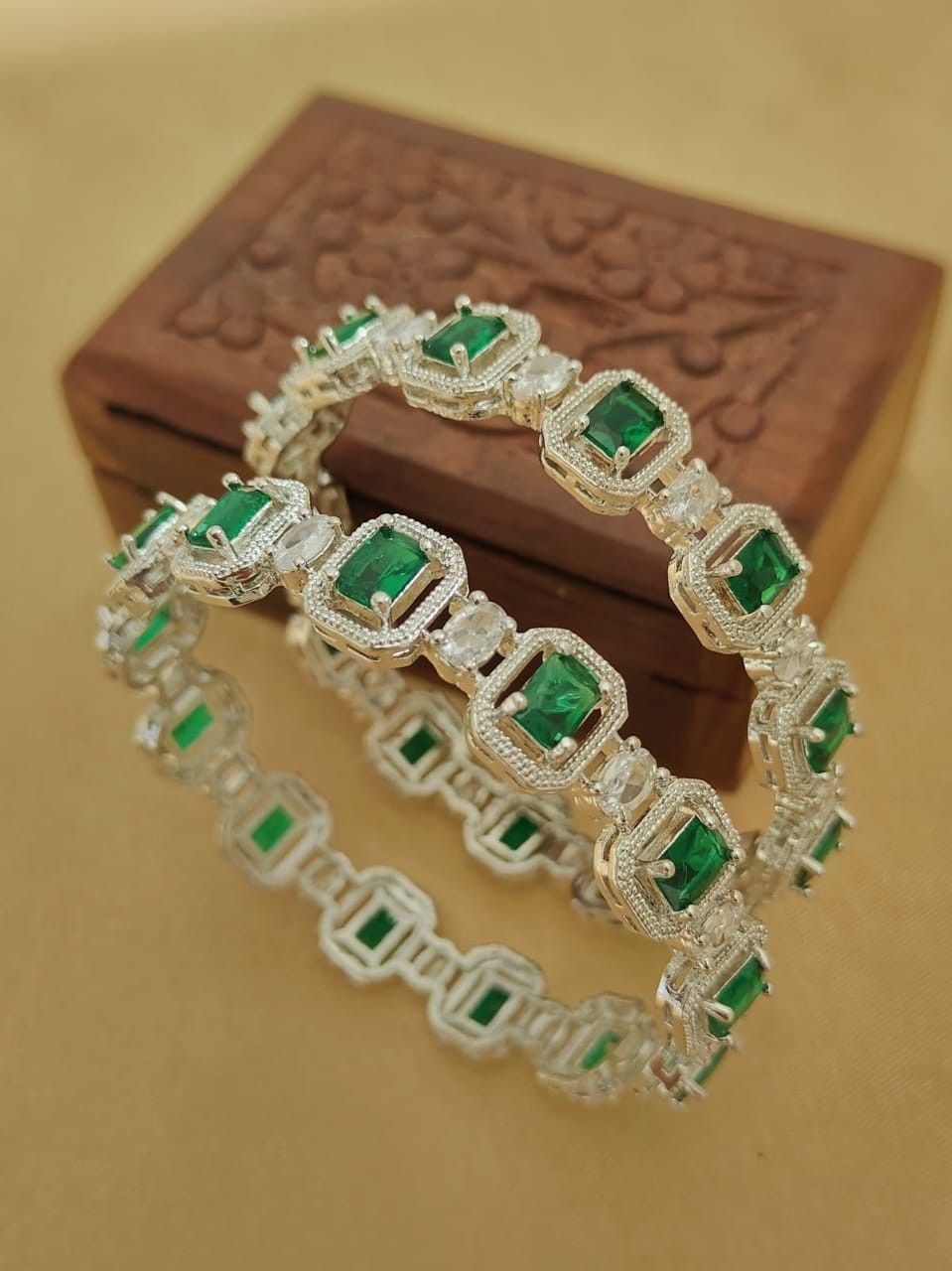 2 Pcs American Diamond Bangle Set