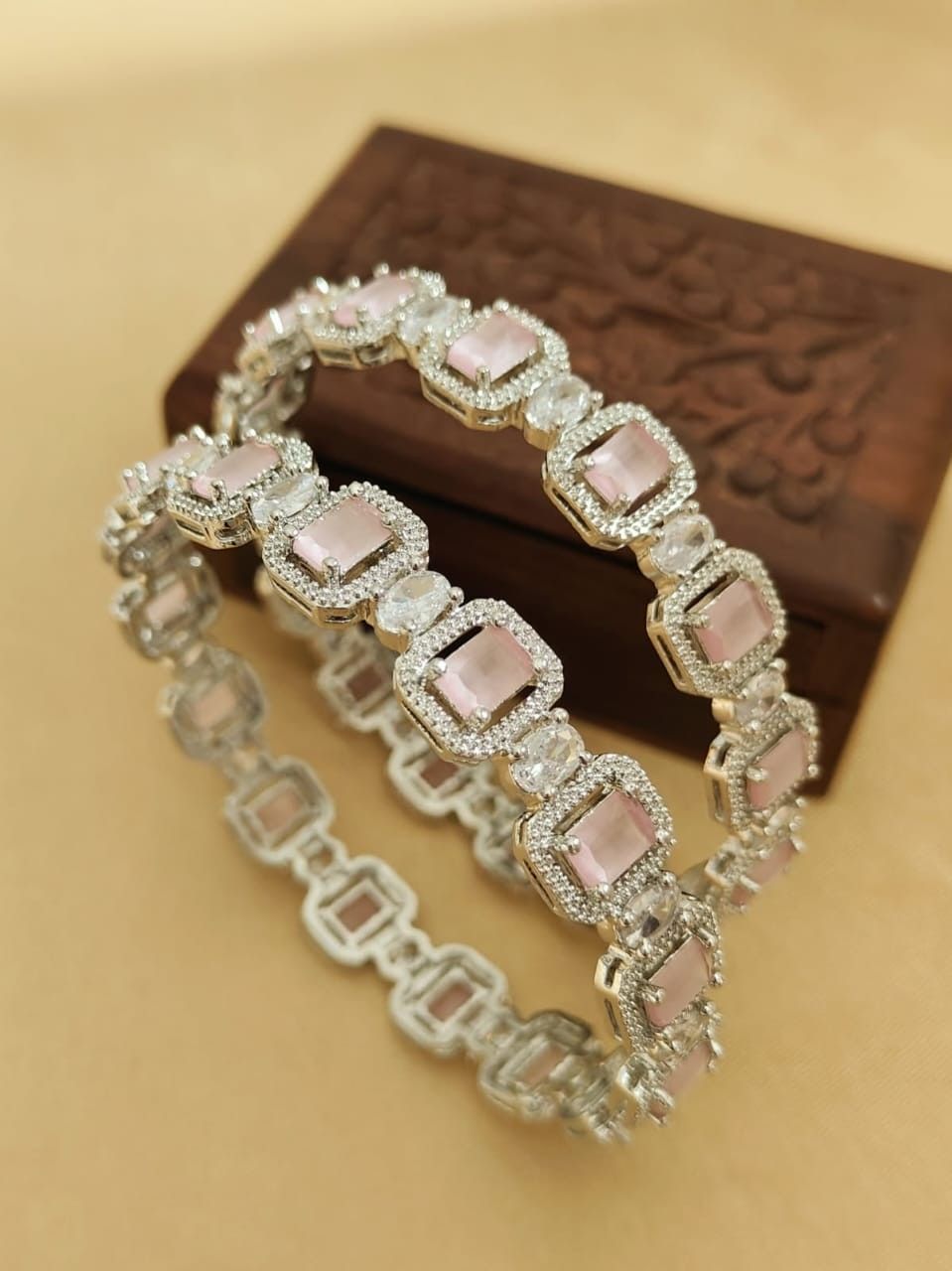 2 Pcs American Diamond Bangle Set