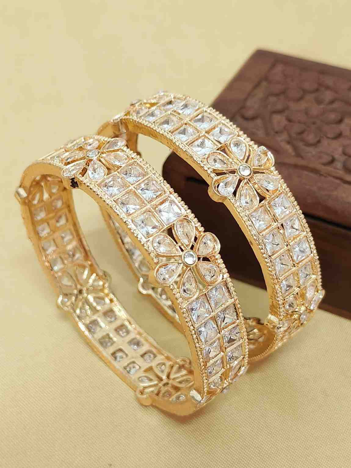 2 Pcs American Diamond Bangle Set