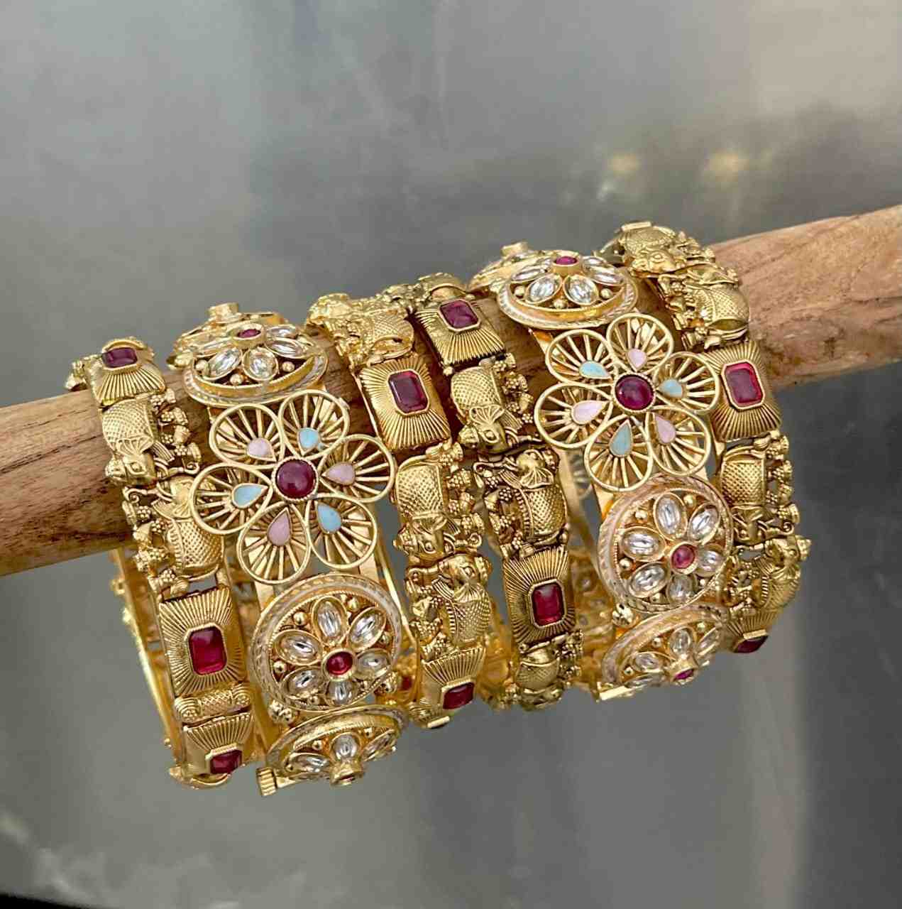 Matt Polish Both Hand Bangle Set