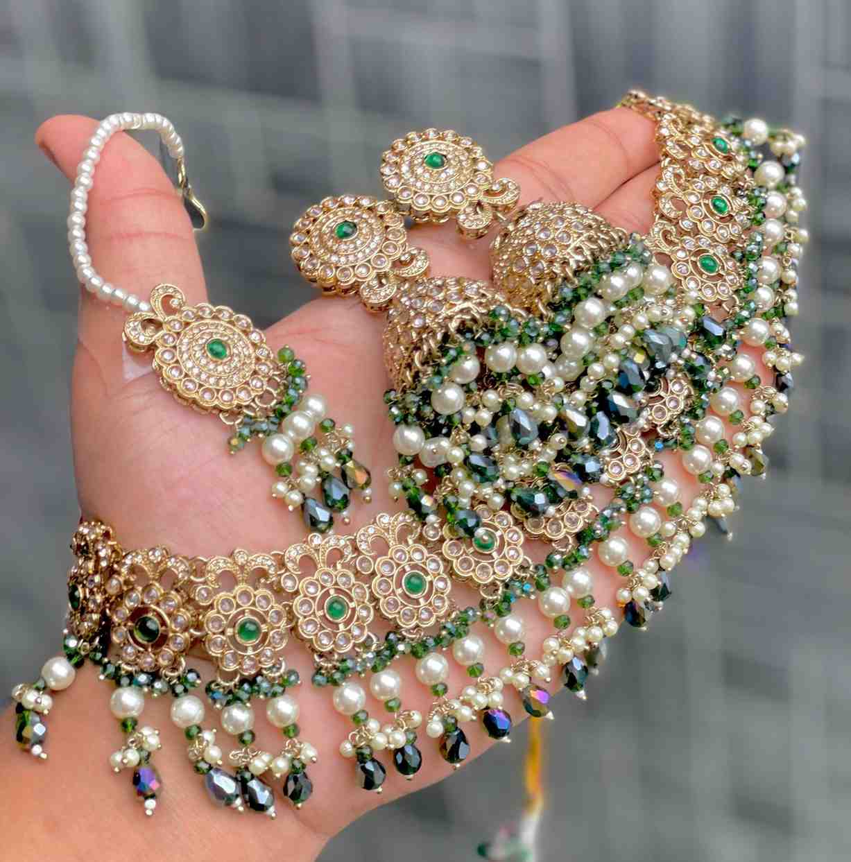 Reverse Ad Chokker With Beautiful Jhumka And Tika