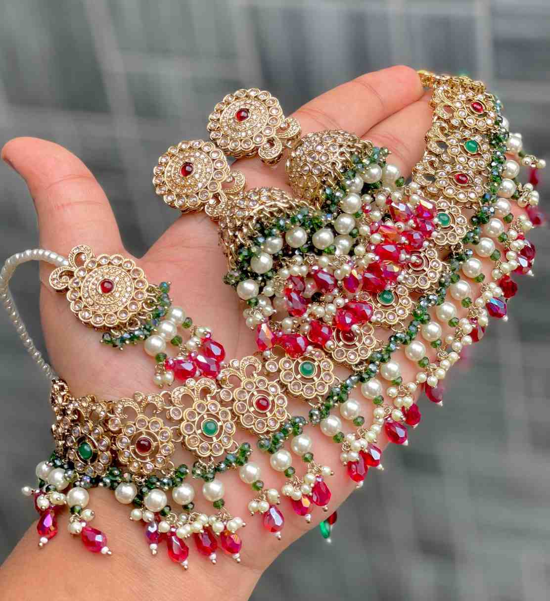 Reverse Ad Chokker With Beautiful Jhumka And Tika