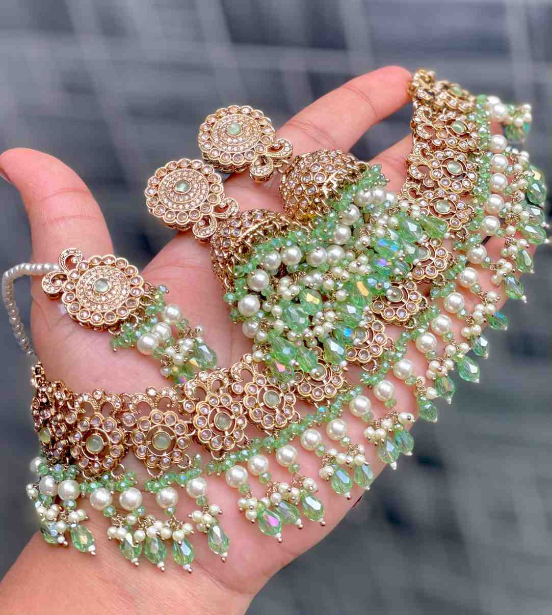 Reverse Ad Chokker With Beautiful Jhumka And Tika