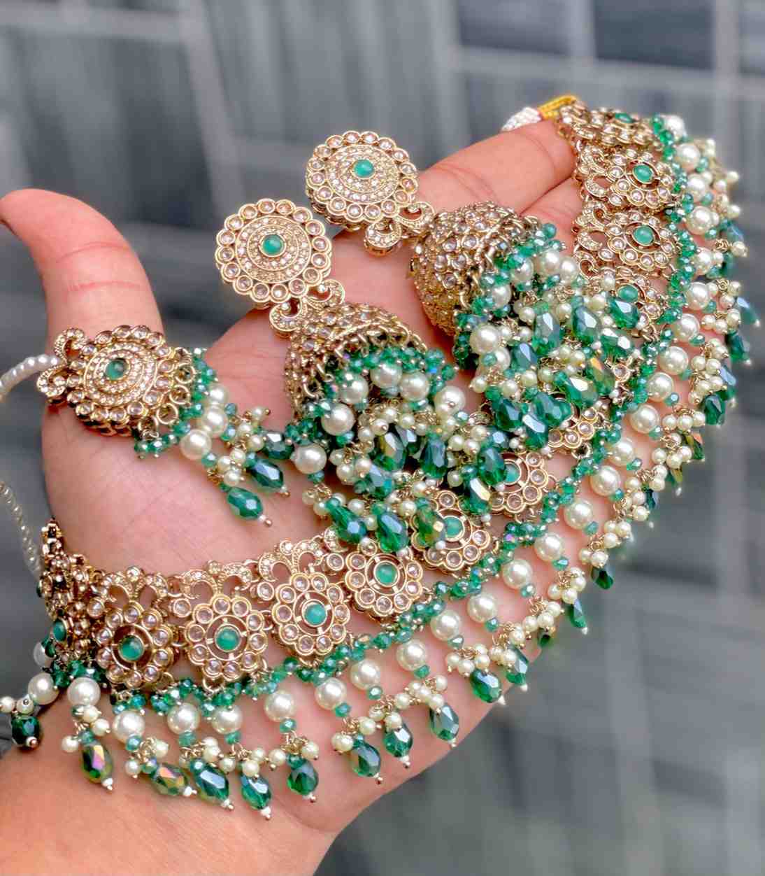 Reverse Ad Chokker With Beautiful Jhumka And Tika