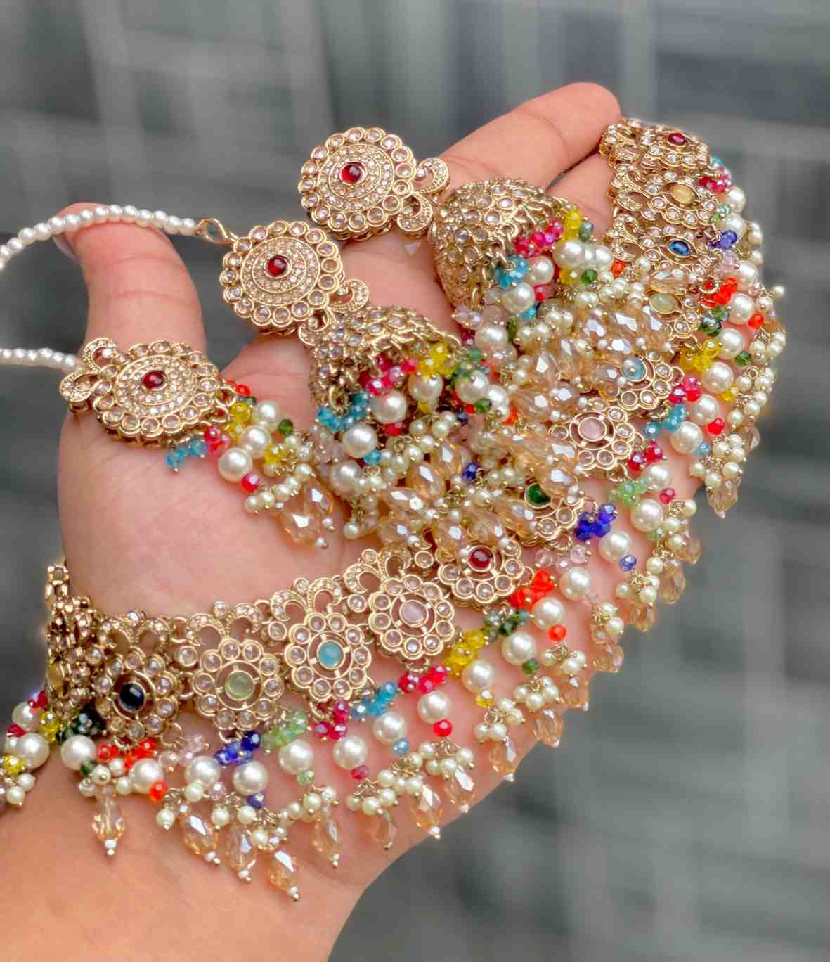 Reverse Ad Chokker With Beautiful Jhumka And Tika