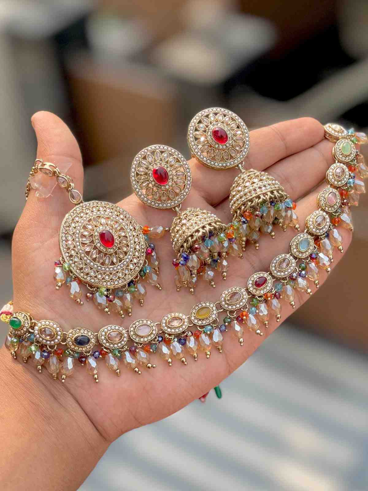 Reverse Ad Chokker With Beautiful Jhumka And Tika