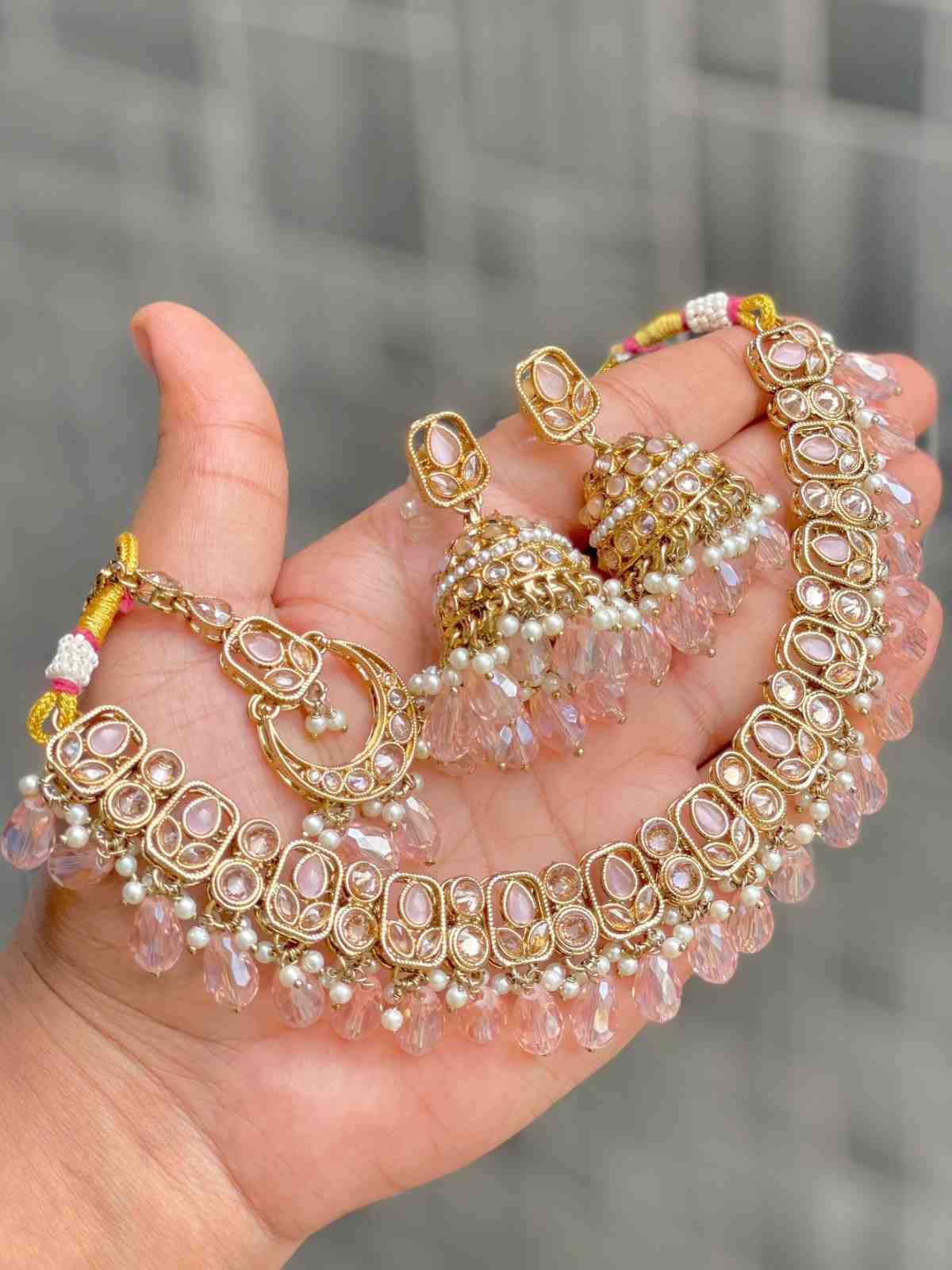 Reverse Ad Chokker With Beautiful Jhumka And Tika