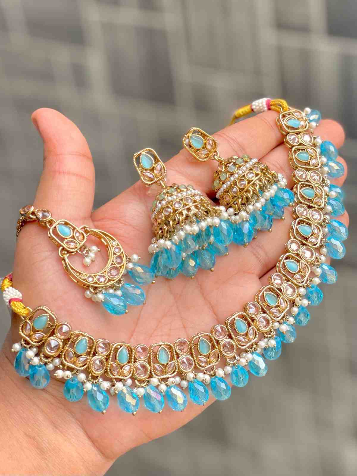 Reverse Ad Chokker With Beautiful Jhumka And Tika