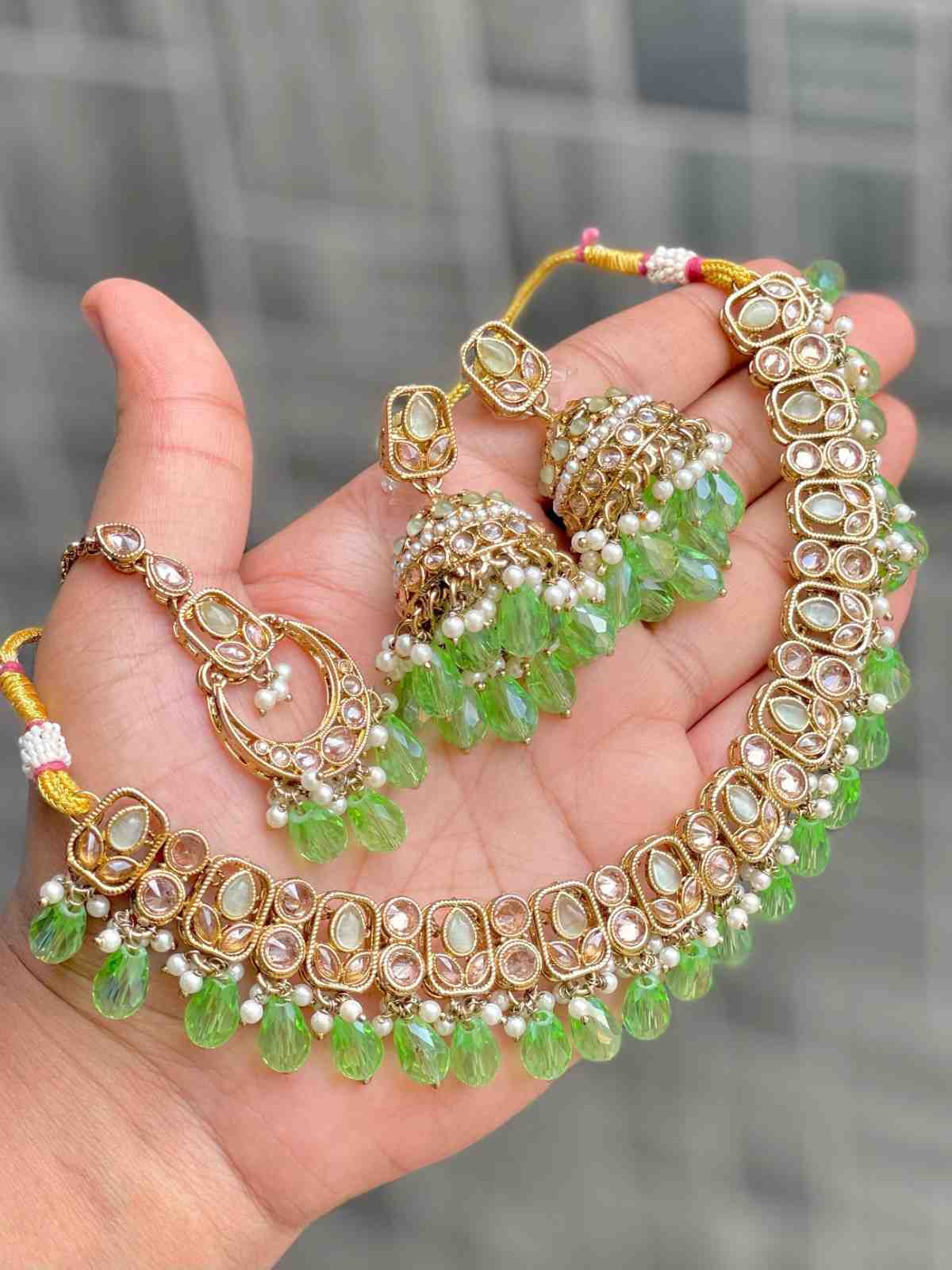 Reverse Ad Chokker With Beautiful Jhumka And Tika