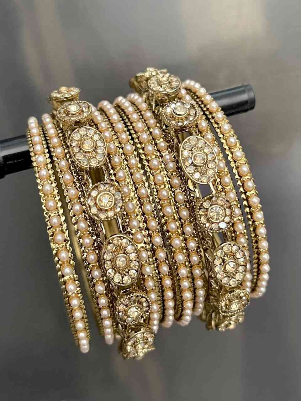 Reverse Ad Stone Work Bangle Combo Set
