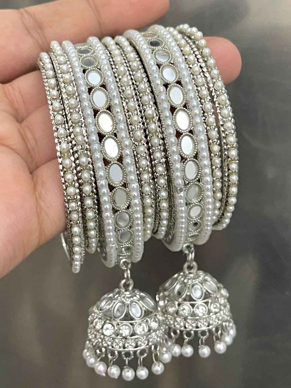 Silver Polish Both Hand Bangle Combo Set