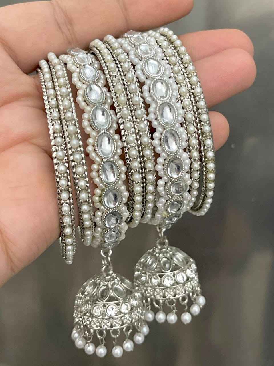 Silver Polish Both Hand Bangle Combo Set