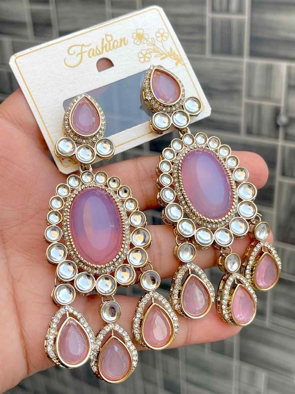 Beautiful Premium Quality Kundan Big Size Statement Earrings....