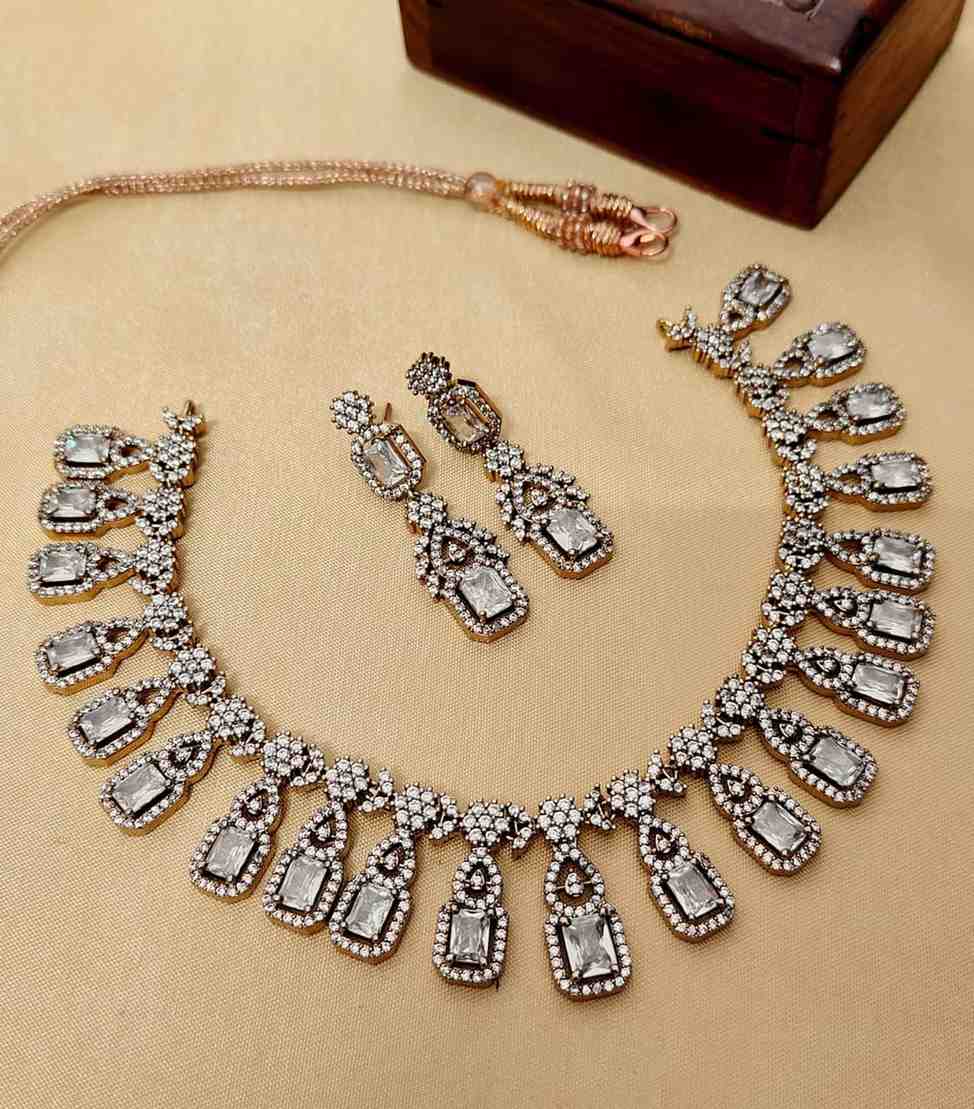 Beautiful Premium Quality  American Diamond  Necklace With Statement Earrings