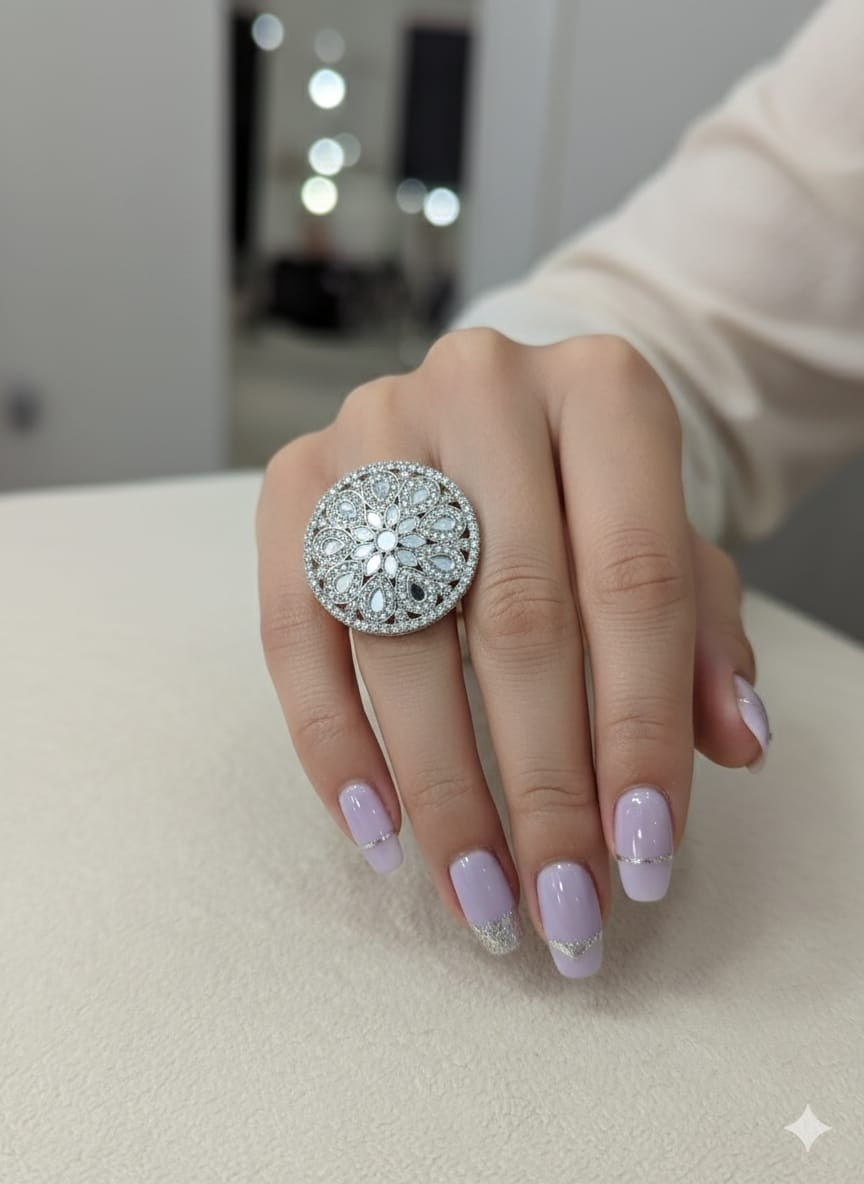 Adjustable Pakistani Work Mirror Rings