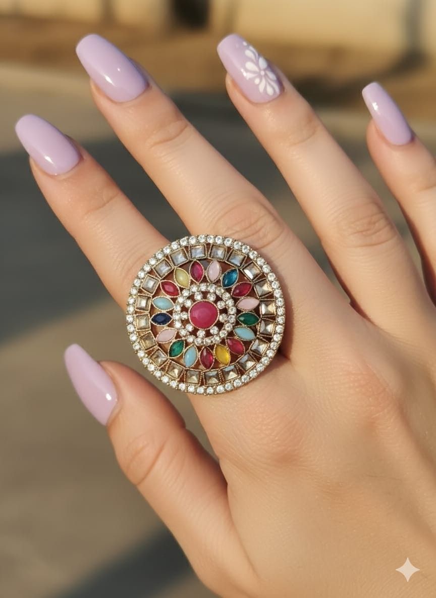 Adjustable Pakistani Work Mirror Rings