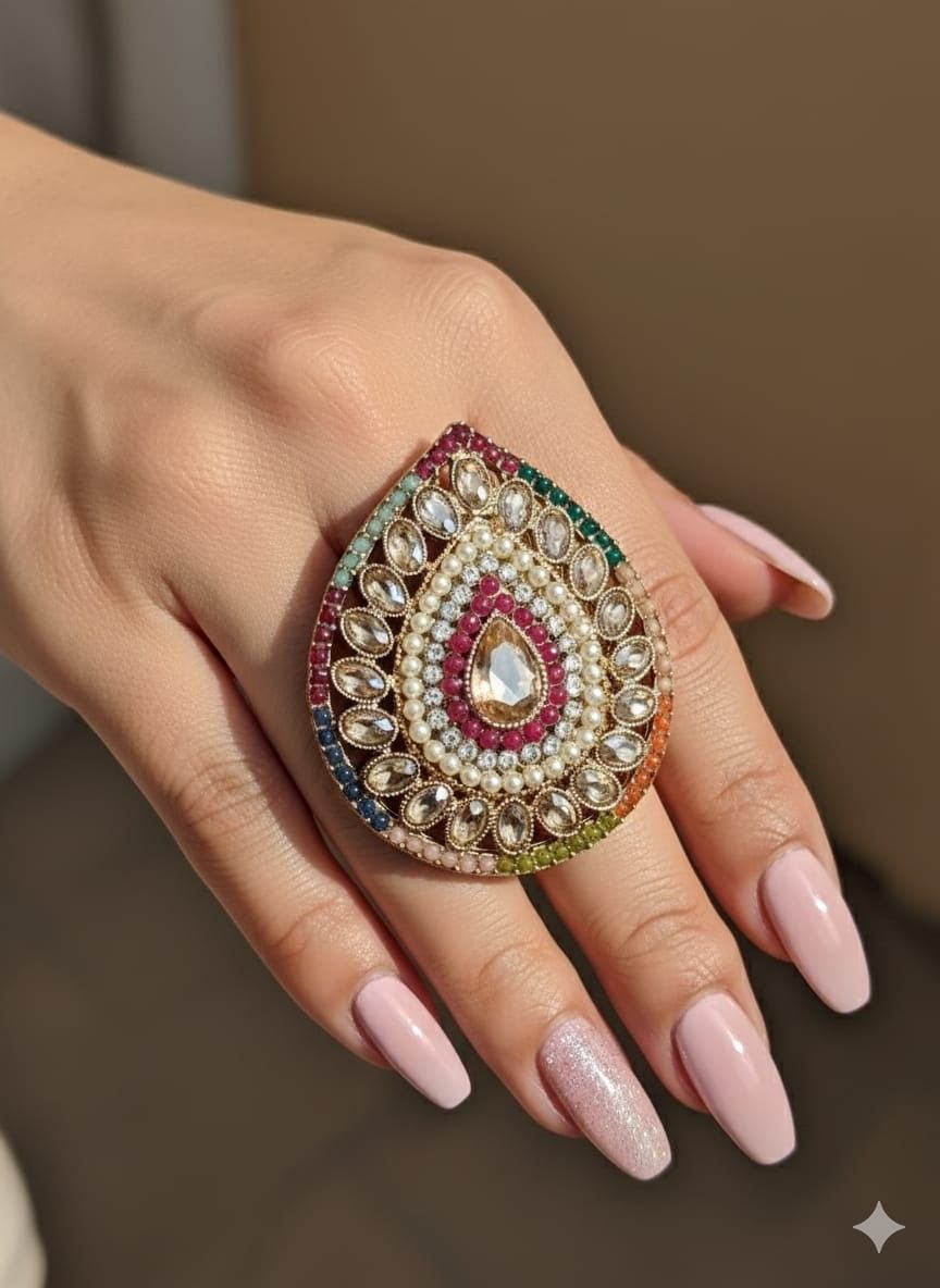 Adjustable Pakistani Work Mirror Rings