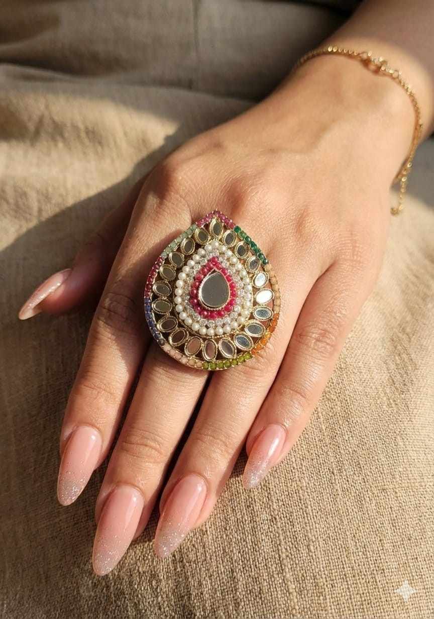 Adjustable Pakistani Work Mirror Rings