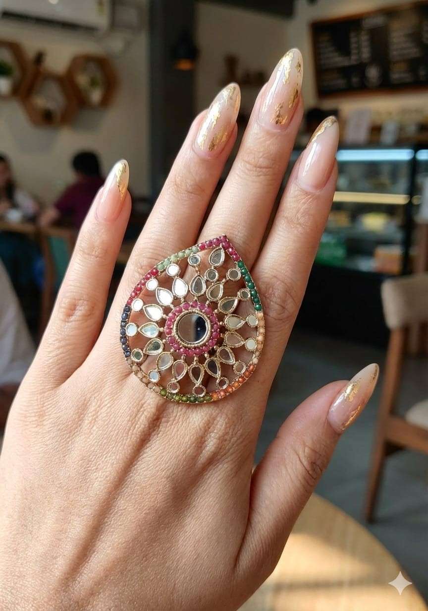 Adjustable Pakistani Work Mirror Rings