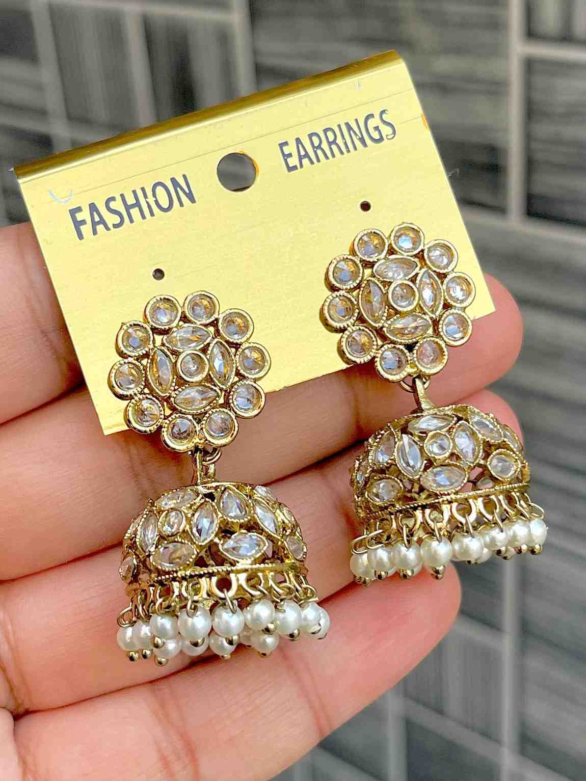 Beautiful Premium Quality  Reverse Ad Stone Work Jhumkie...